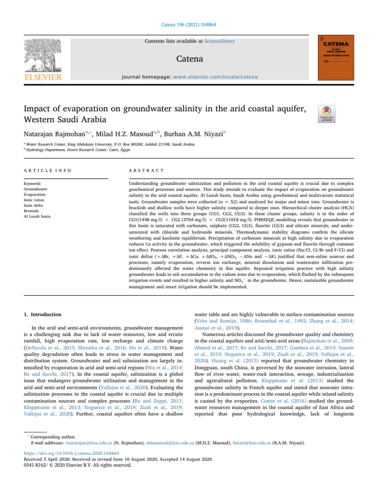 Evaporation's Impact on Groundwater Salinity | PDF | Groundwater | Salinity