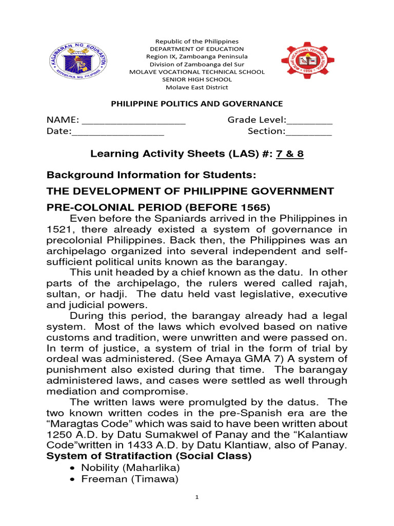 PPG Activity Sheet Week 7 8 | PDF | President Of The Philippines ...
