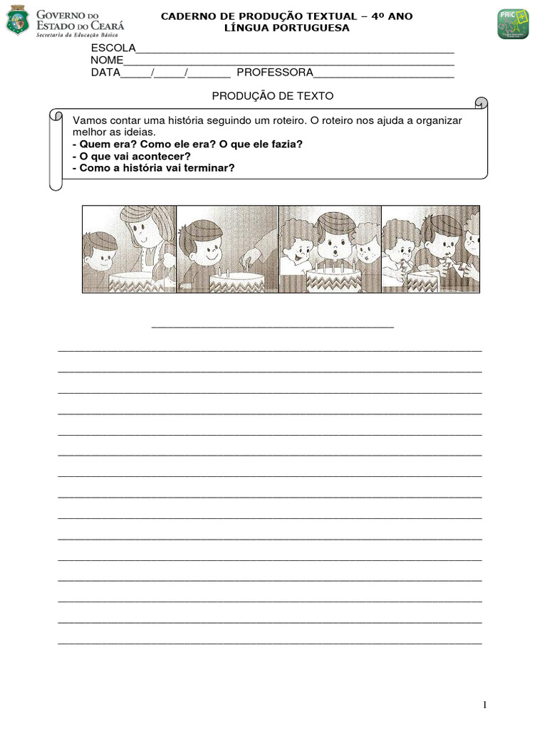Produção Textual para 4º Ano | PDF | Gatos