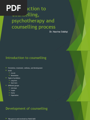 Introduction to Counselling, Psychotherapy and Counselling Process