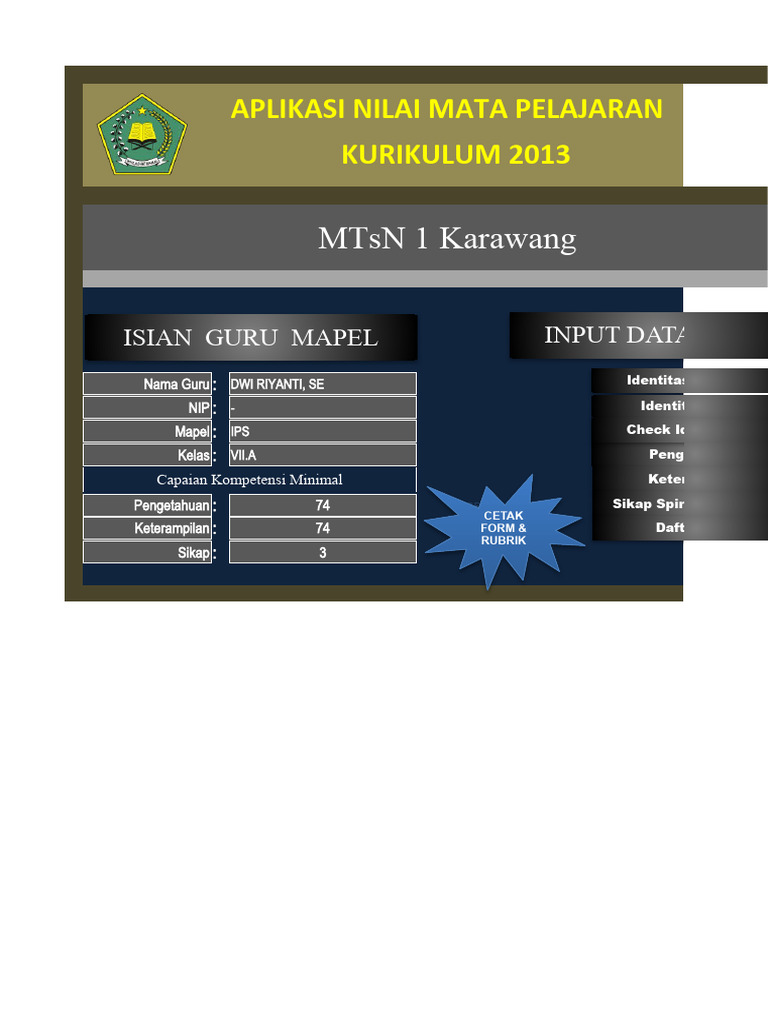 Aplikasi Nilai Matpel IPS Kelas 7 A | PDF