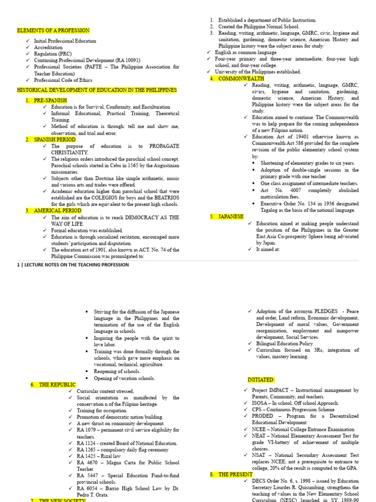 Teaching Profession Lecture Notes | PDF | Cost Of Living | Teachers