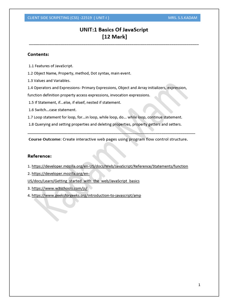 Css notes of all unit pdf java script control flow