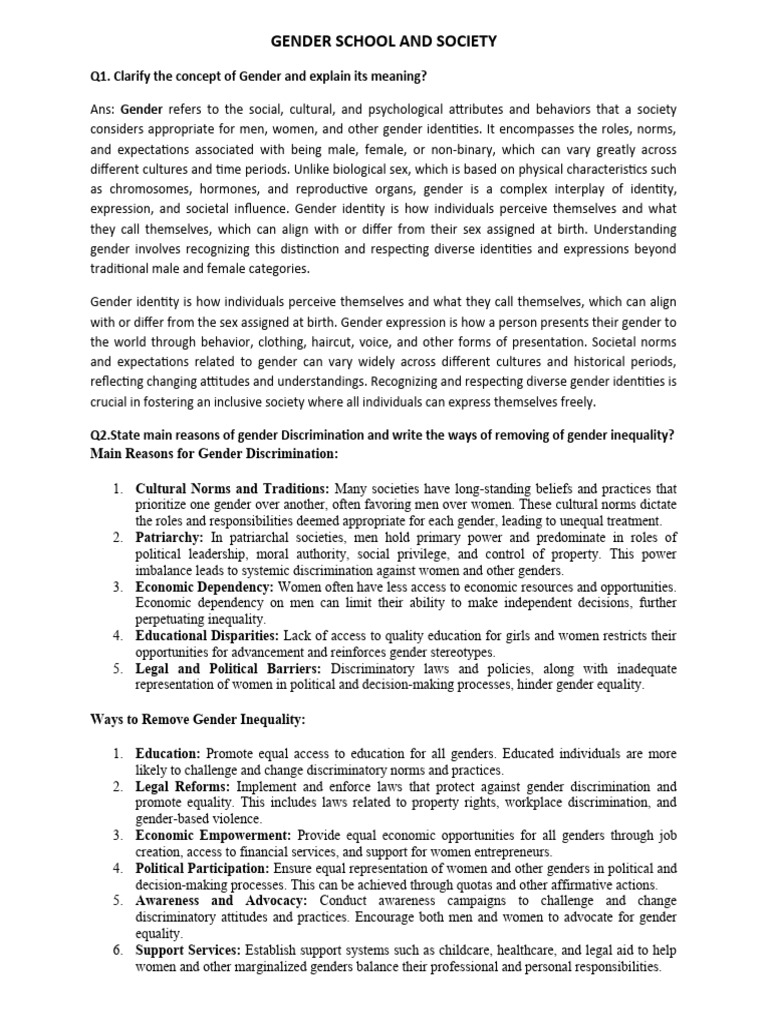 GENDER SCHOOL AND SOCIETY | PDF | Sex Education | Gender Studies