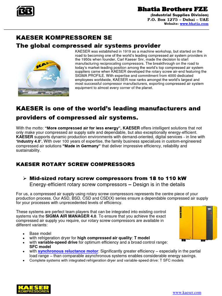 Kaeser Compressed Air Solutions in Dubai | PDF | Clothes Dryer ...