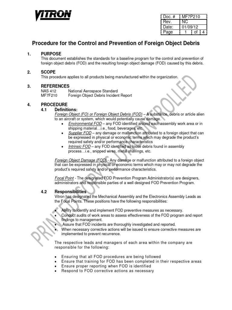 FOD Control & Prevention Guide | PDF | Foreign Object Damage ...