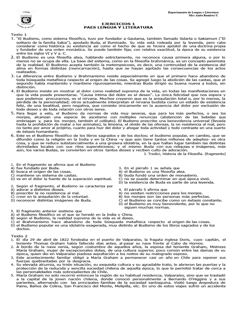 Ejercicios 1 Paes | PDF | Chile