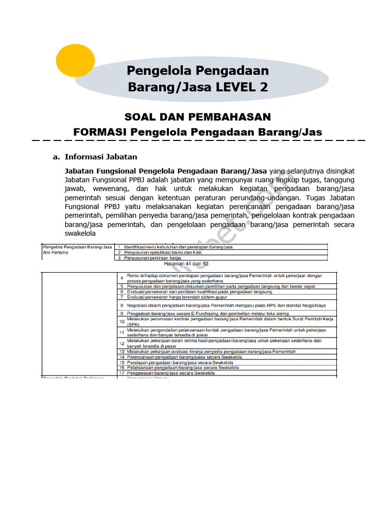 Ppbj Level 2 Contoh Soal Teknis Pdf