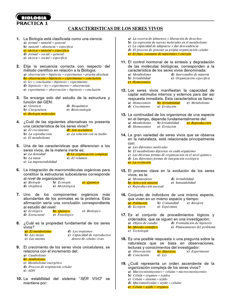 Caracteristicas de Los Seres Vivos | PDF | Biología | Organismos