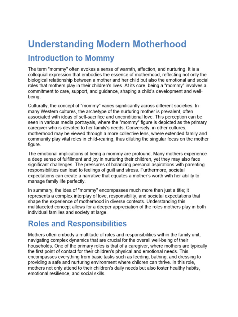 Understanding Modern Motherhood Pdf Mother Mental Health