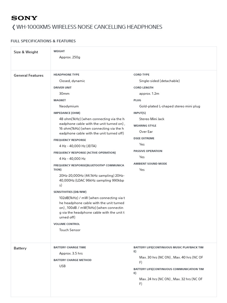 4.n.headset Monitoring - WH-1000XM5 Specifications - Headband - Sony ID ...