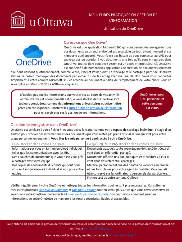 Meilleures pratiques OneDrive à uOttawa | PDF | Fichier informatique ...