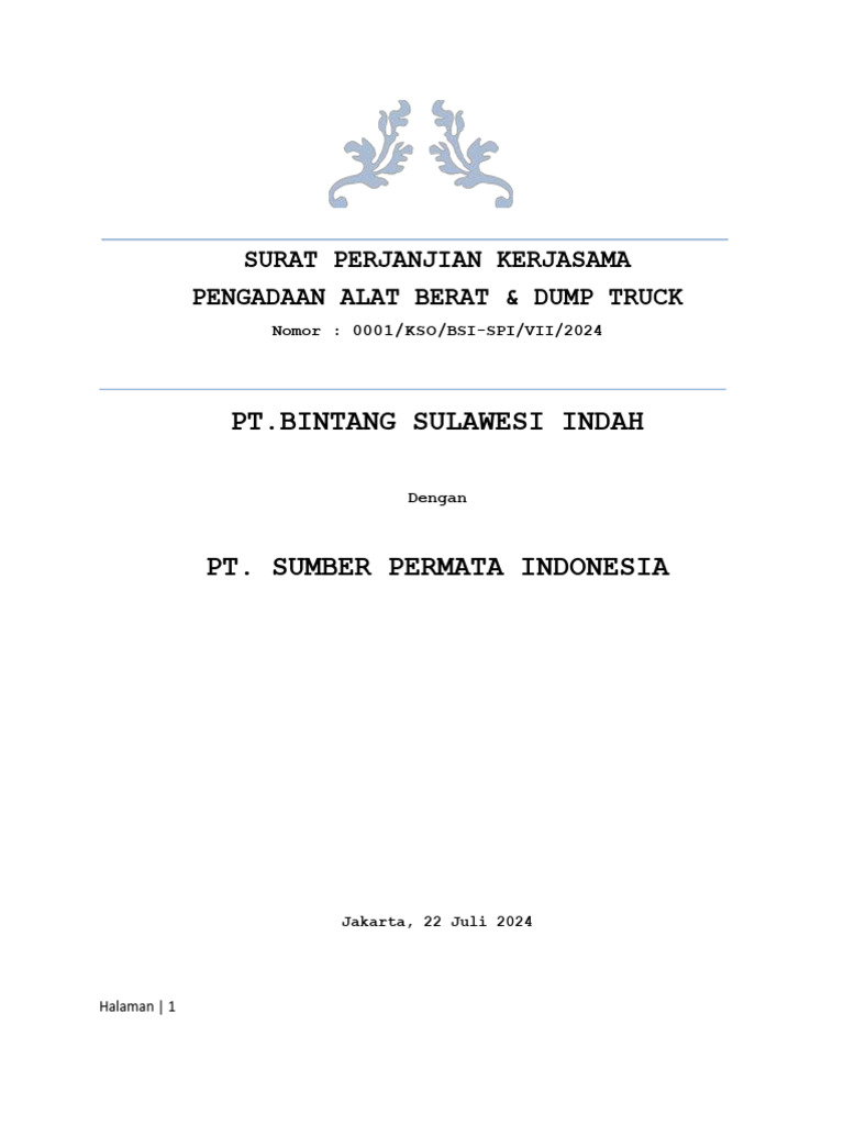 Perjanjian KSO Pengadaan Alat Berat | PDF | Pengelolaan Keuangan & Uang