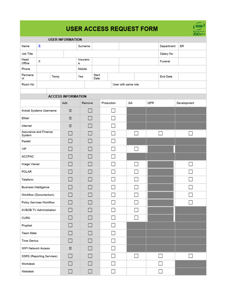 User Access Request Form - 1 | PDF | Backup | Securities