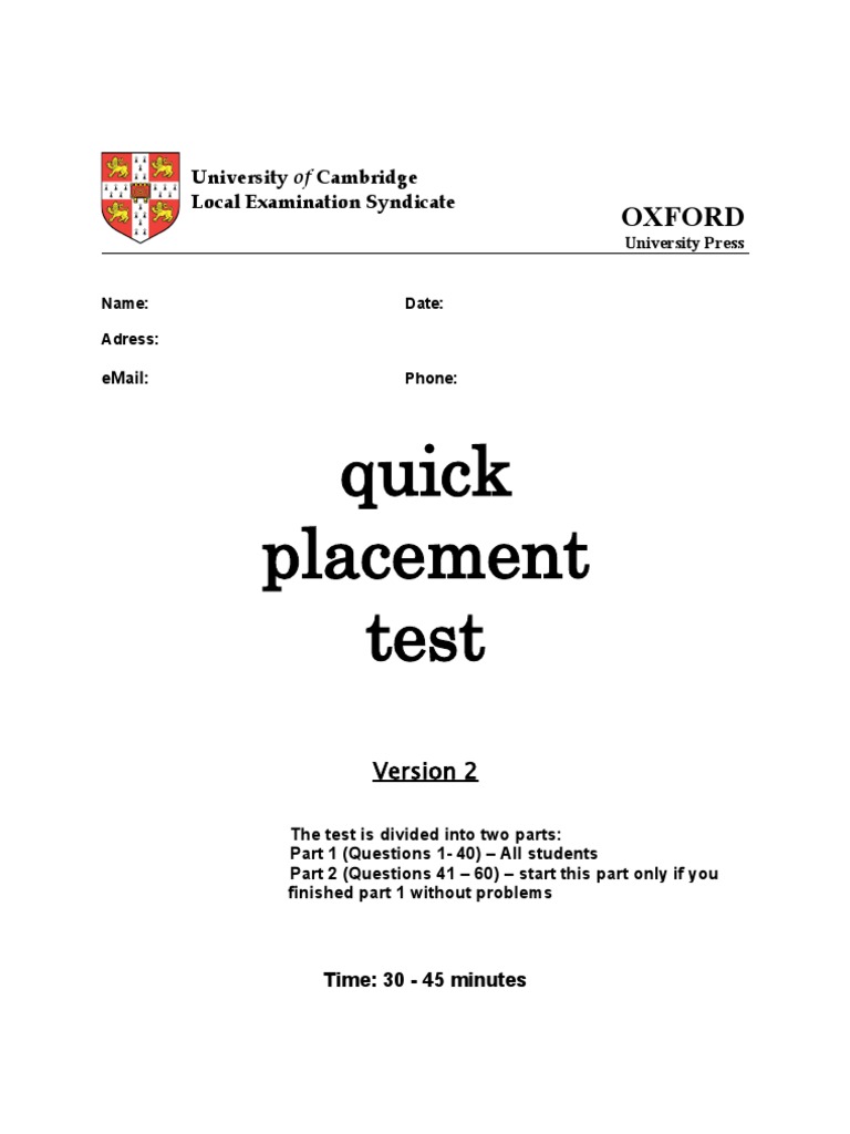 Quick Placement Test 2 Pdf Christopher Columbus