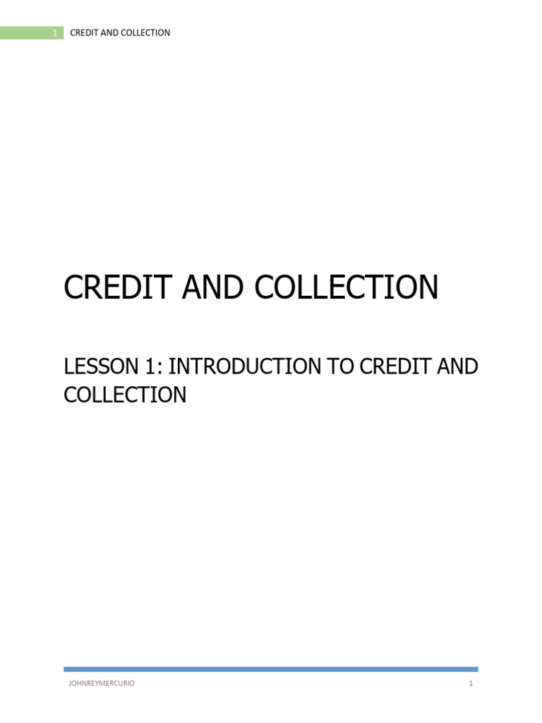 Introduction to Credit and Collection | PDF | Credit | Finance & Money ...