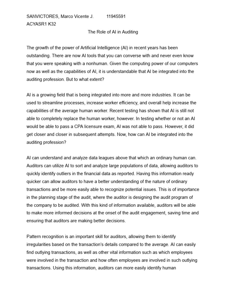 AI's Impact on Auditing Practices | PDF | Internal Control | Audit
