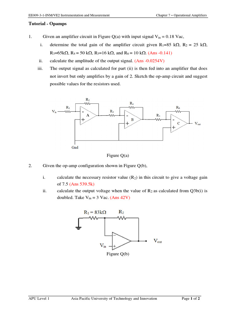 Op-Amp Circuit Analysis and Design Guide | PDF | Operational Amplifier ...