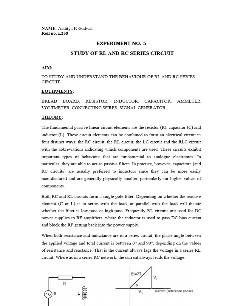 Study of RL and RC Series Circuits | PDF | Electrical Network ...