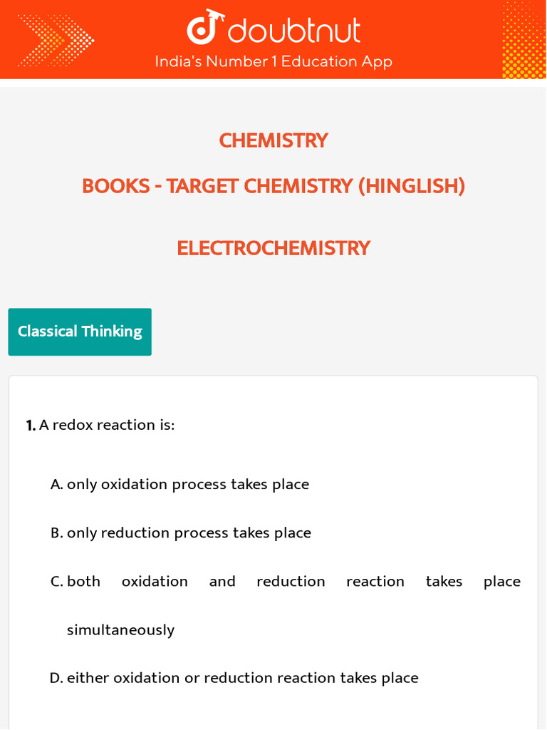 Electrochemistry Concepts and Reactions | PDF | Redox | Electrochemistry