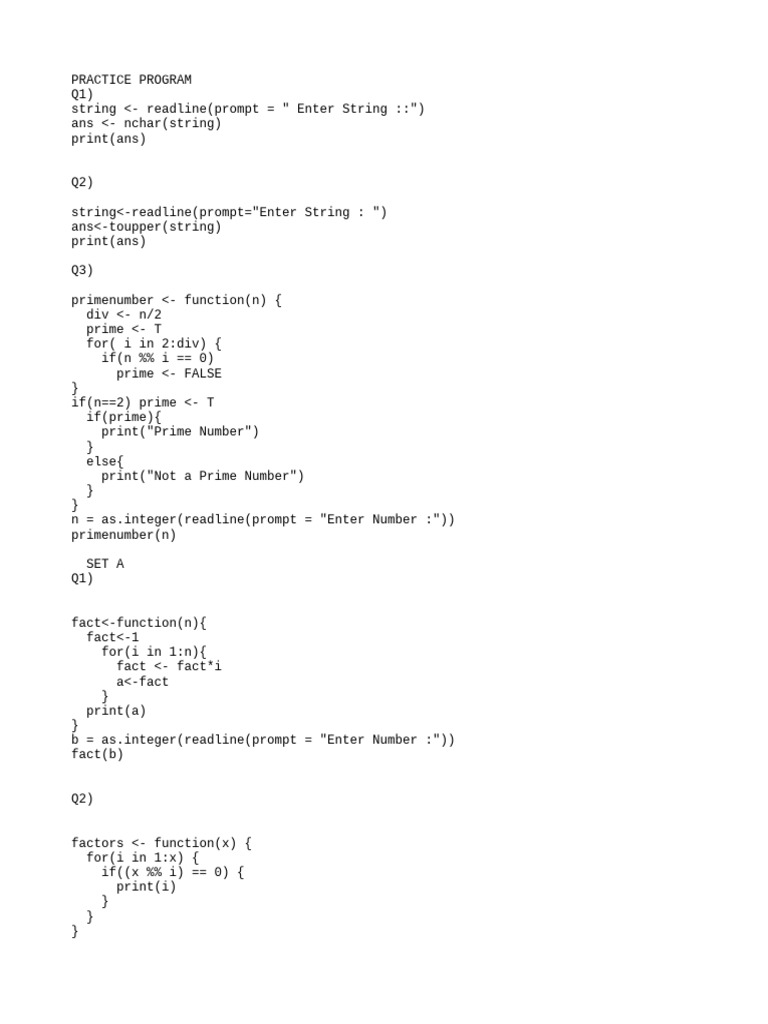 R Programming Practice Exercises | PDF | Teaching Methods & Materials ...