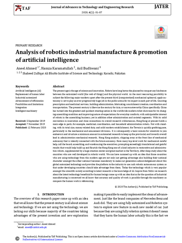 Analysis of Robotics Industrial Manufact | PDF | Robot | Robotics