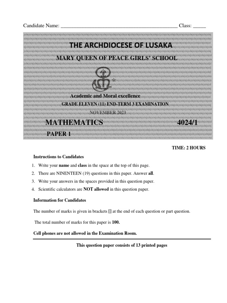 G11 ENDTERM III EXAMS P1 | PDF | Line (Geometry) | Triangle