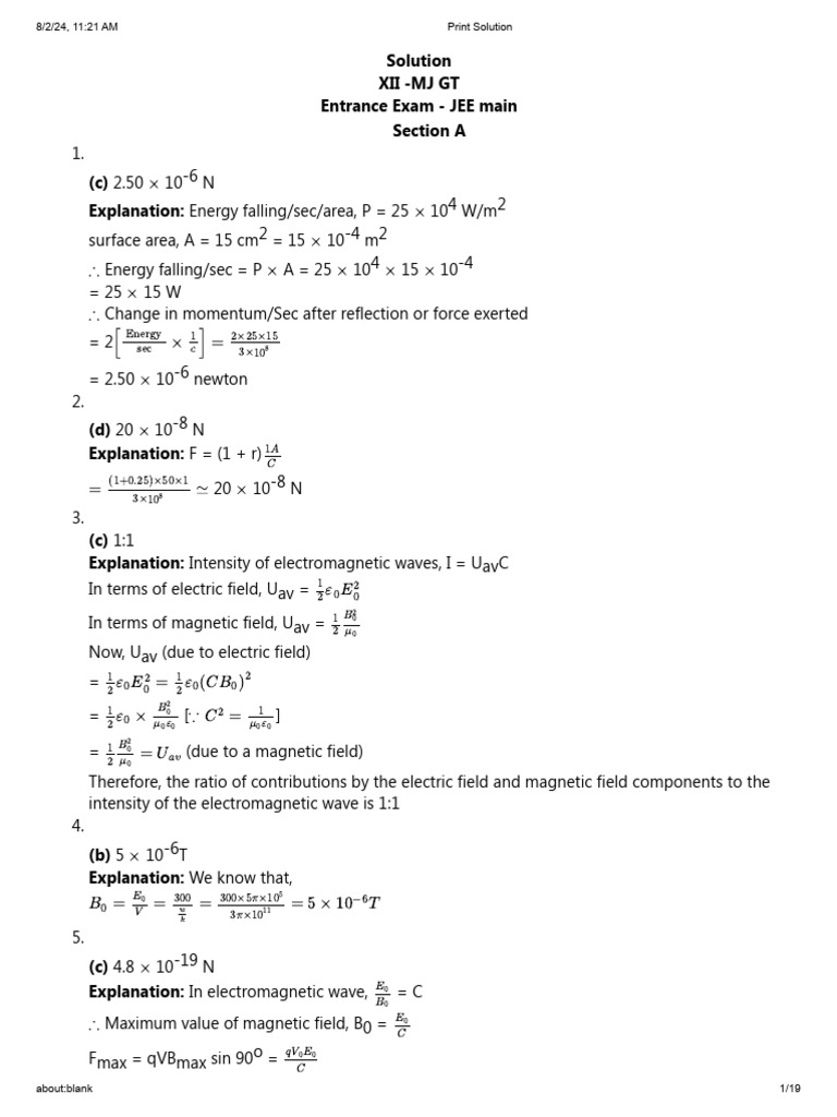 Xii-Mj (05 08 2024) Solution | PDF | Aldehyde | Chemistry