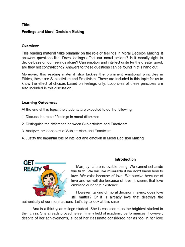 Feelings and Moral Decision Making | PDF | Western Philosophy ...