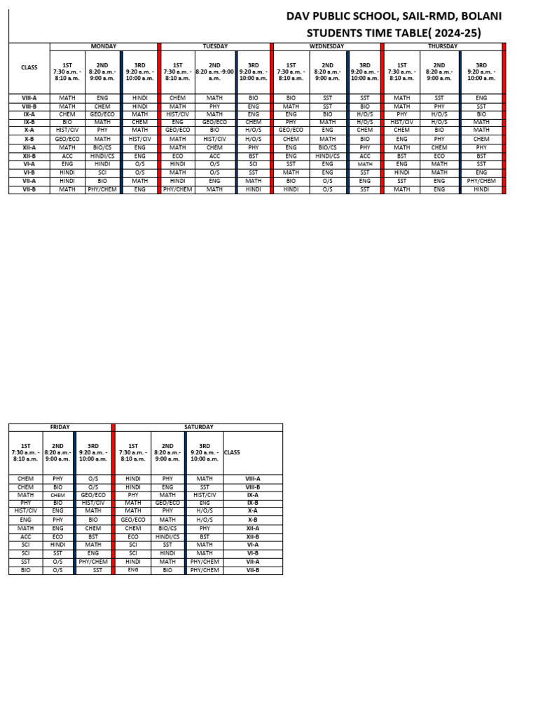 Students Summer Timetable (25.04.24) NEW | PDF