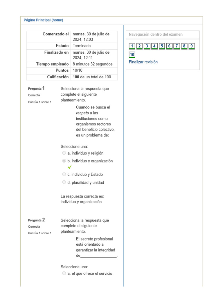 Examen de Ética Profesional y Social | PDF | Crecimiento personal y ...