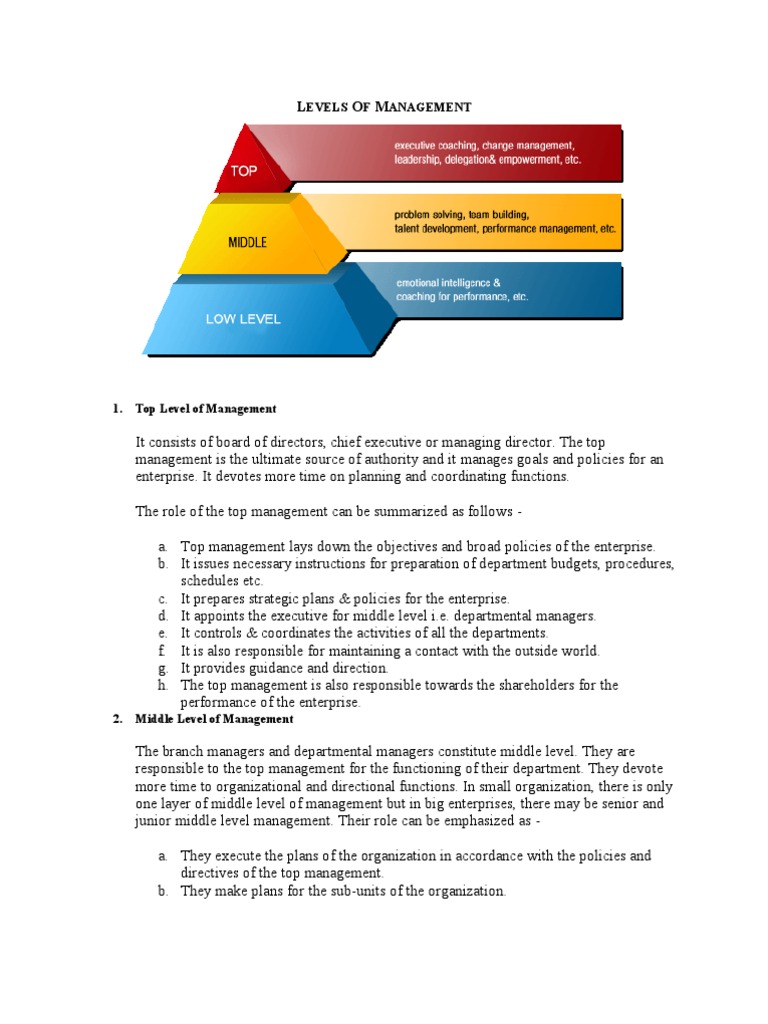 Levels of Management Explained | PDF | Business | Leadership