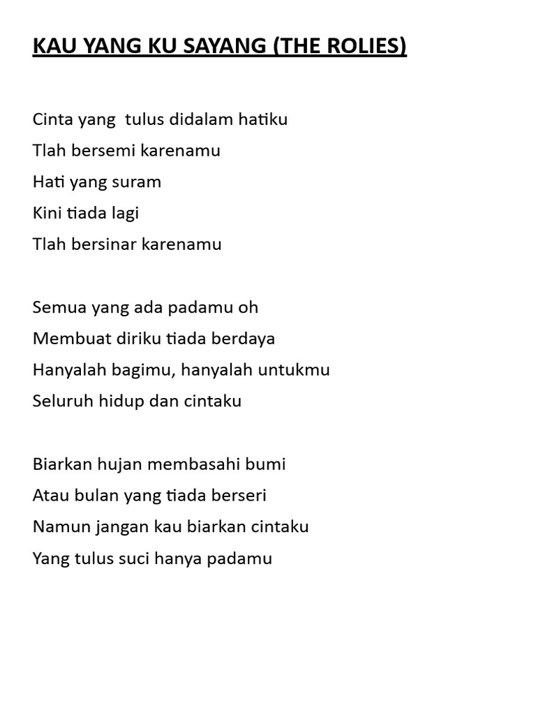 Lirik Lagu Cinta dan Kenangan Lama | PDF