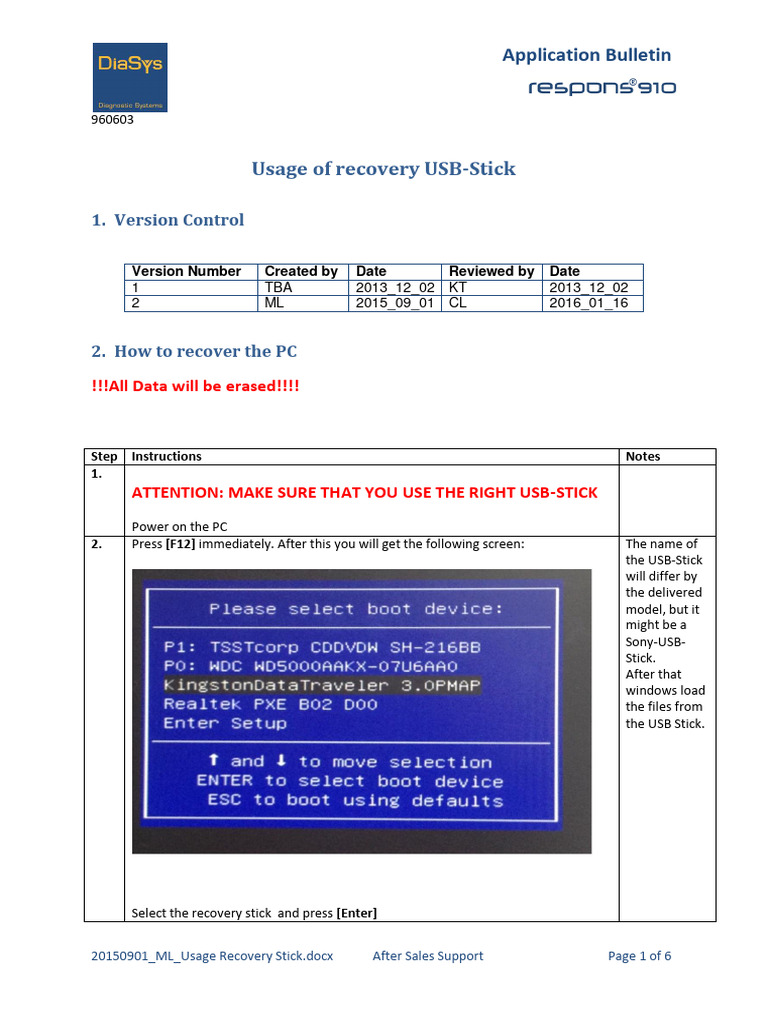 Recovery USB Stick Usage Guide | PDF | Usb Flash Drive | Personal Computers
