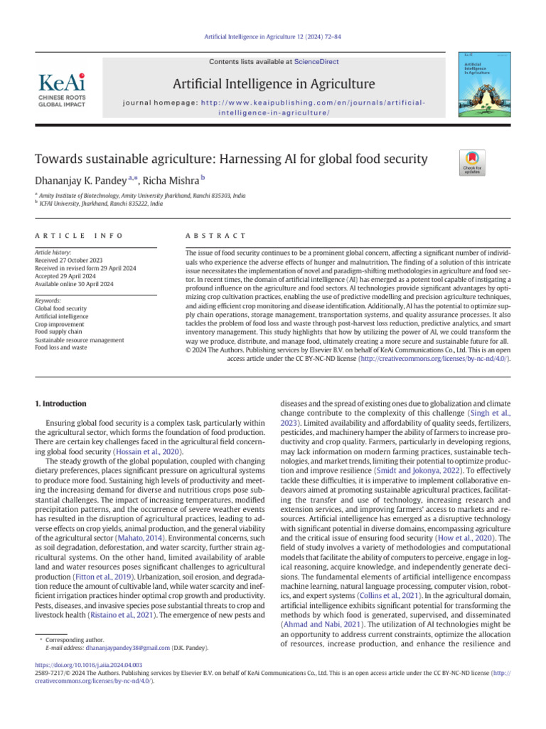 AI Innovations for Sustainable Agriculture | PDF | Food Security ...