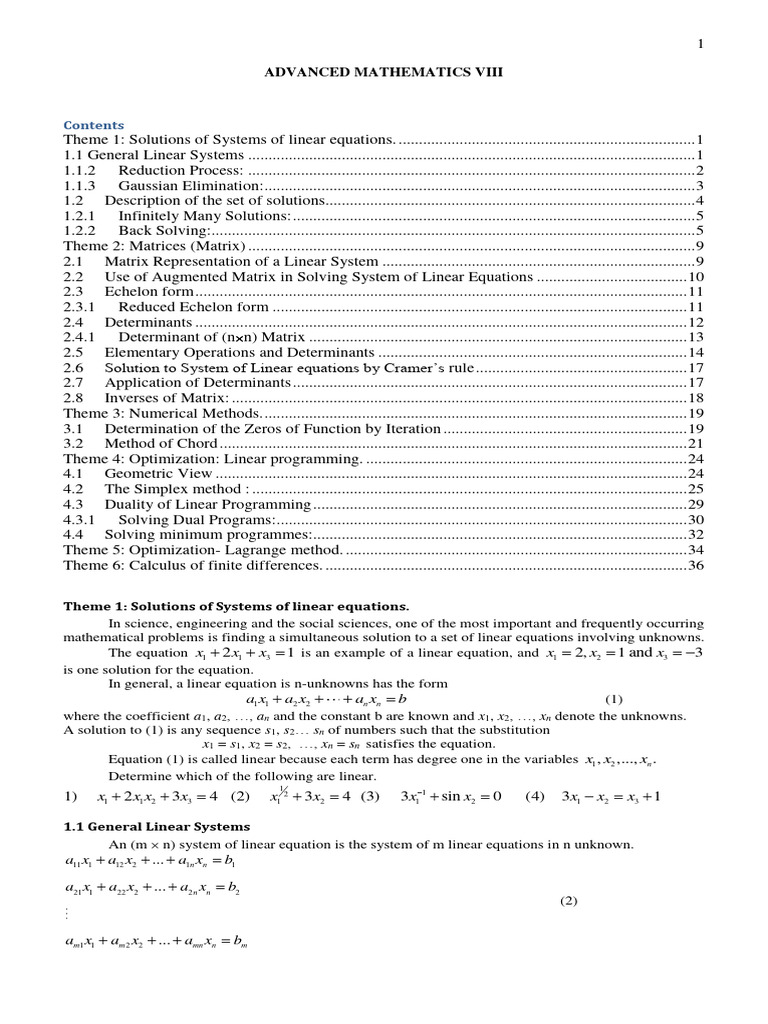 Linear Systems and Solutions Methods | PDF | System Of Linear Equations ...