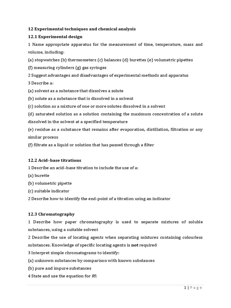 Experimental Techniques in Chemistry | PDF | Solubility | Filtration