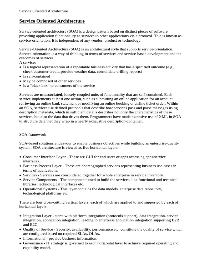 Service oriented architecture pdf service oriented architecture