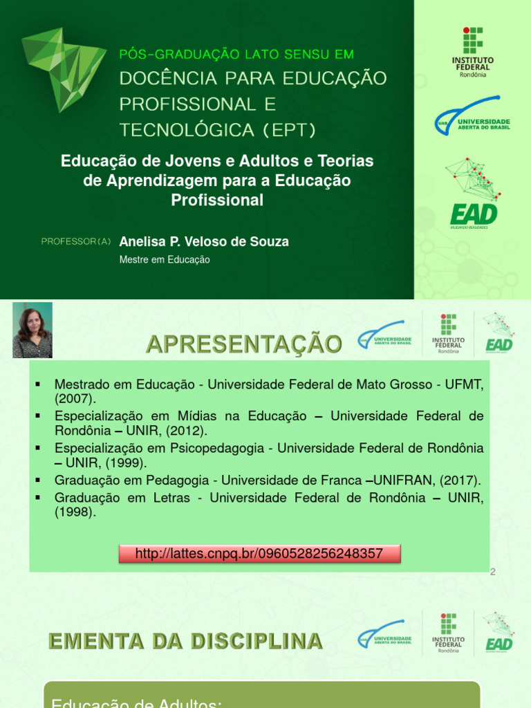 Educação Profissional: Teorias e Práticas | PDF | Pedagogia | Aprendizado