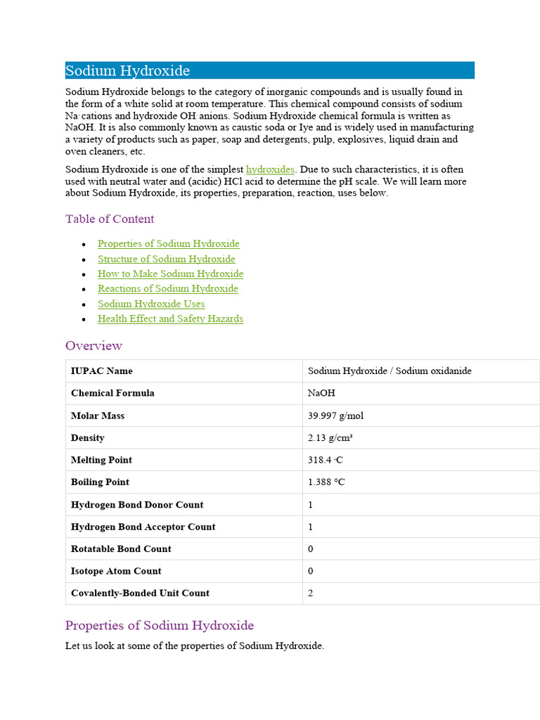 Topic 2.3 Preperation of Sodium Hydroxidde | PDF | Sodium Hydroxide ...