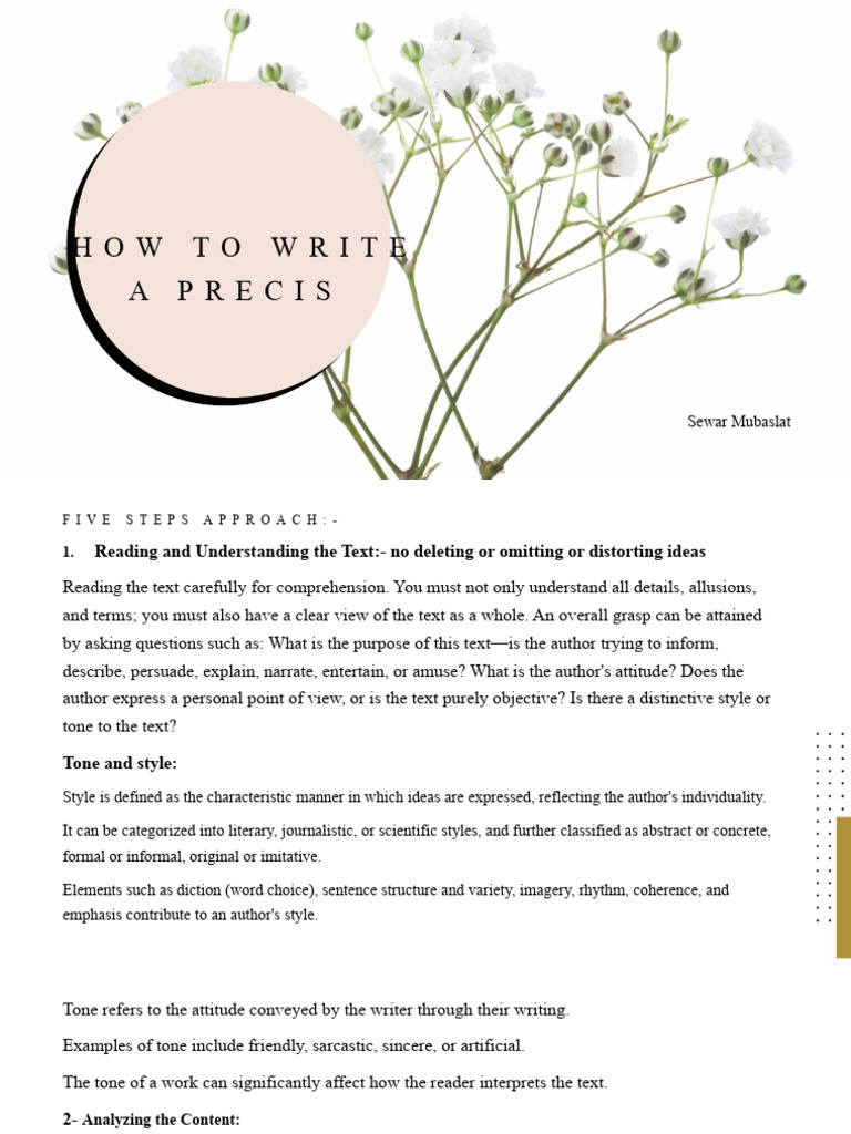 How To Write A Precis | PDF | Reading Comprehension | Cognition