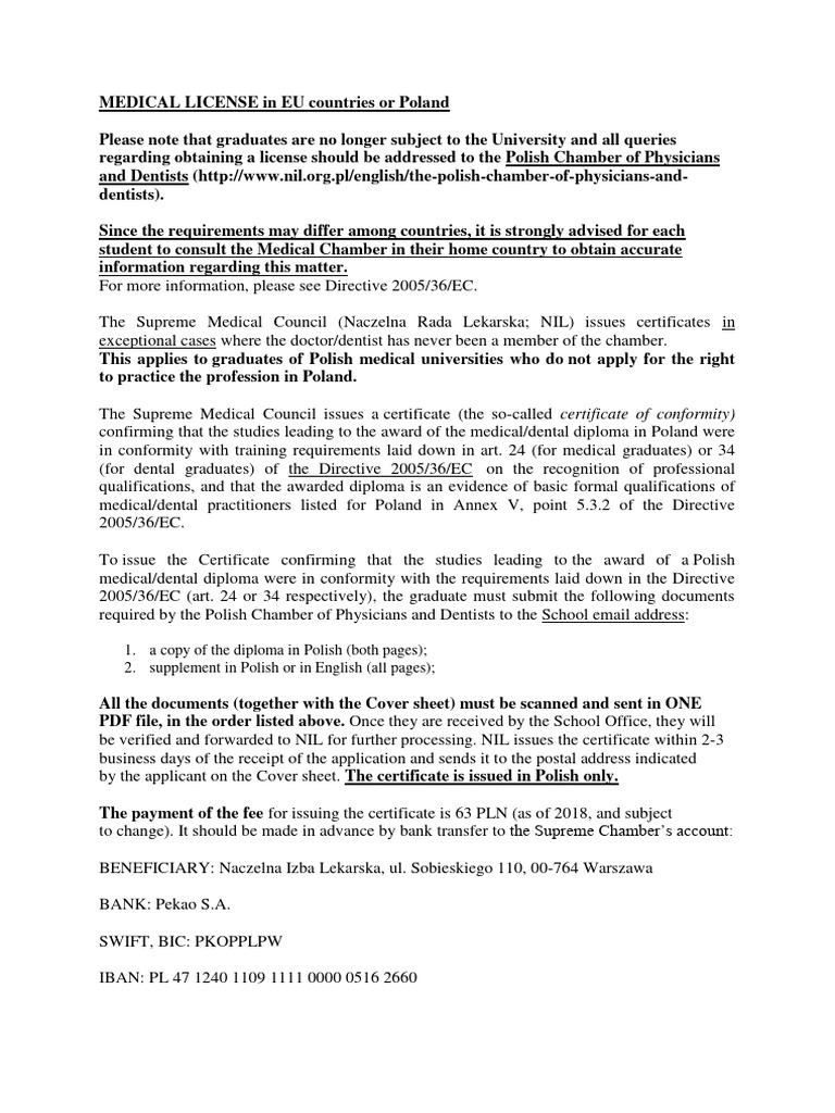 Medical license in eu countries or poland pdf physician medical