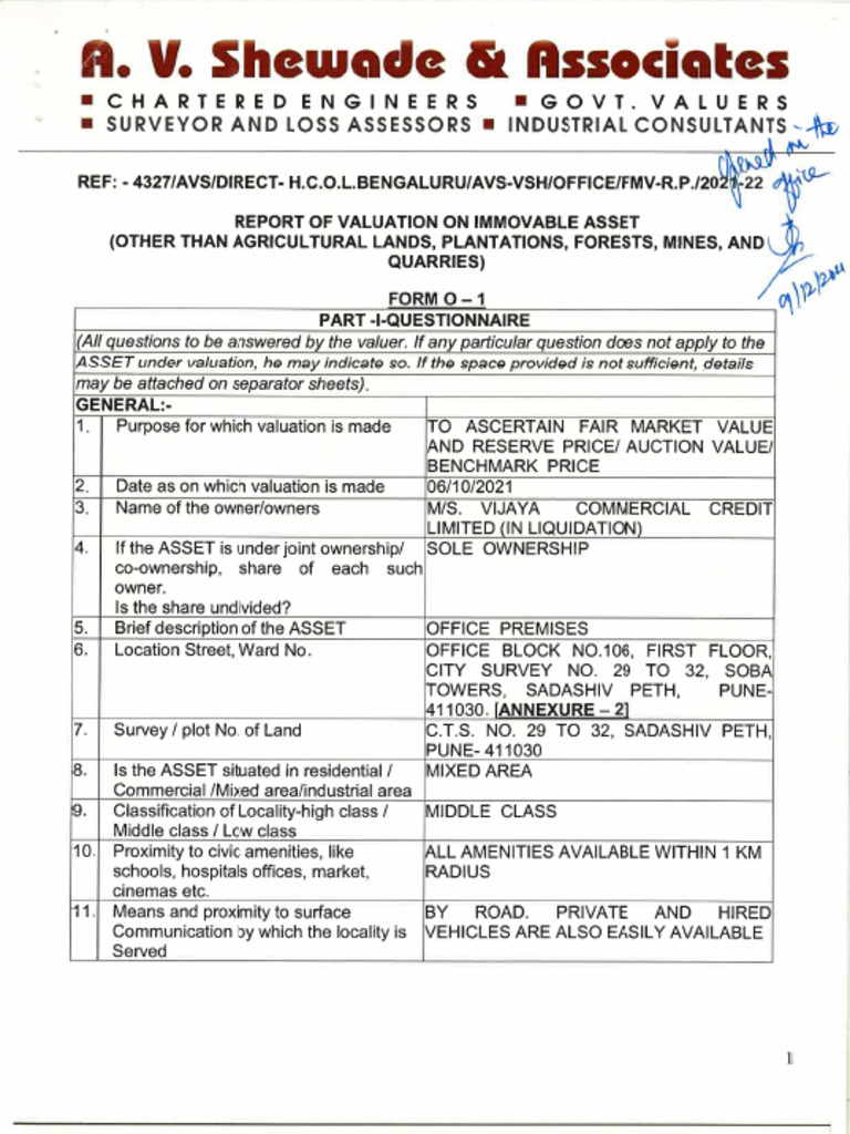 Valuation Report of Pune Property | PDF