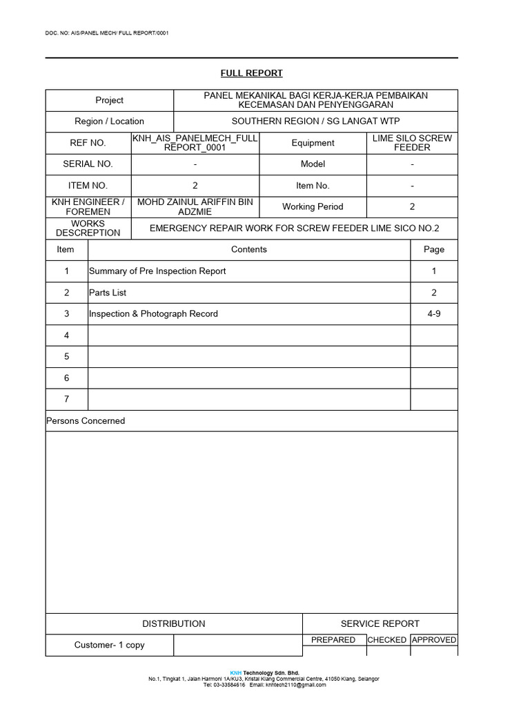 Emergency Repair Report: Screw Feeder | PDF | Screw | Mechanical ...