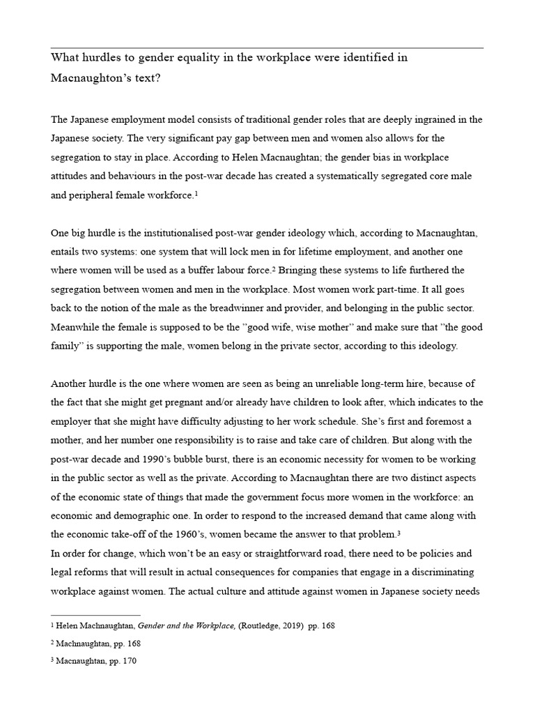 Hurdles to Gender Equality in Japan | PDF | Gender Pay Gap ...