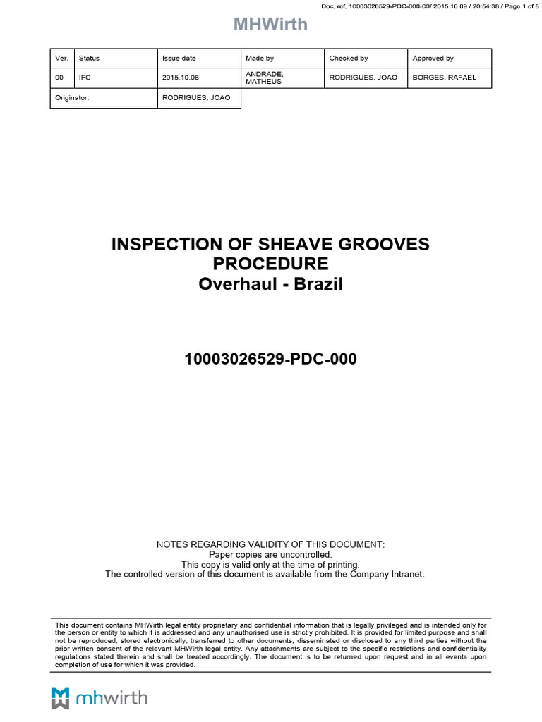 Inspection of Sheave Grooves Procedure | PDF | Engineering Tolerance