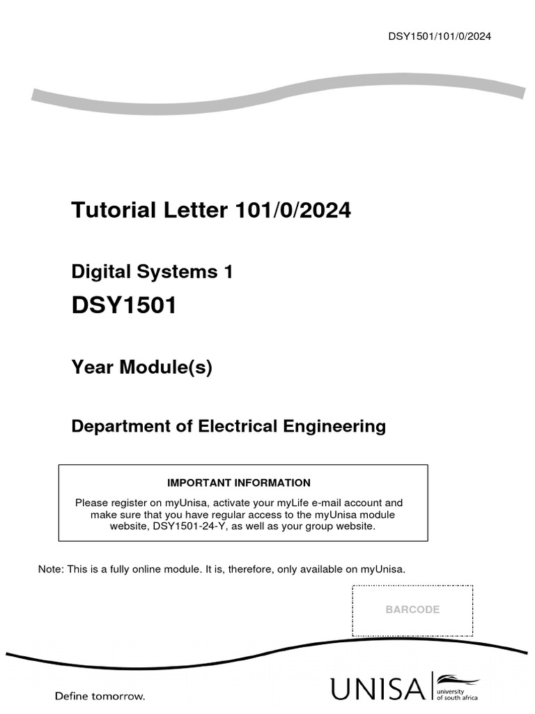 DSY1501 Digital Systems 1 Tutorial Guide | PDF | Logic Gate | Boolean ...