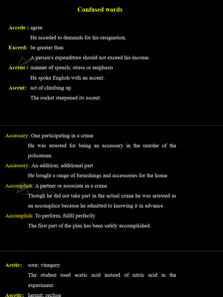 Commonly Confused Words Explained | PDF | Conscience | Funeral