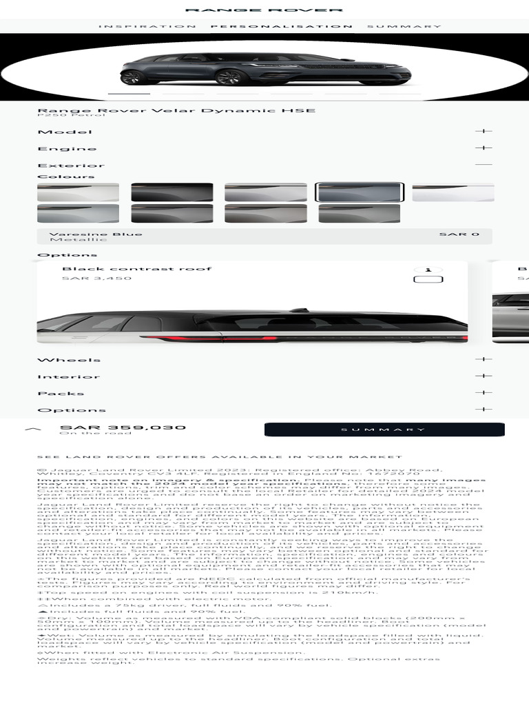 Personalisation Range Rover Velar Range Rover | PDF | Automotive ...