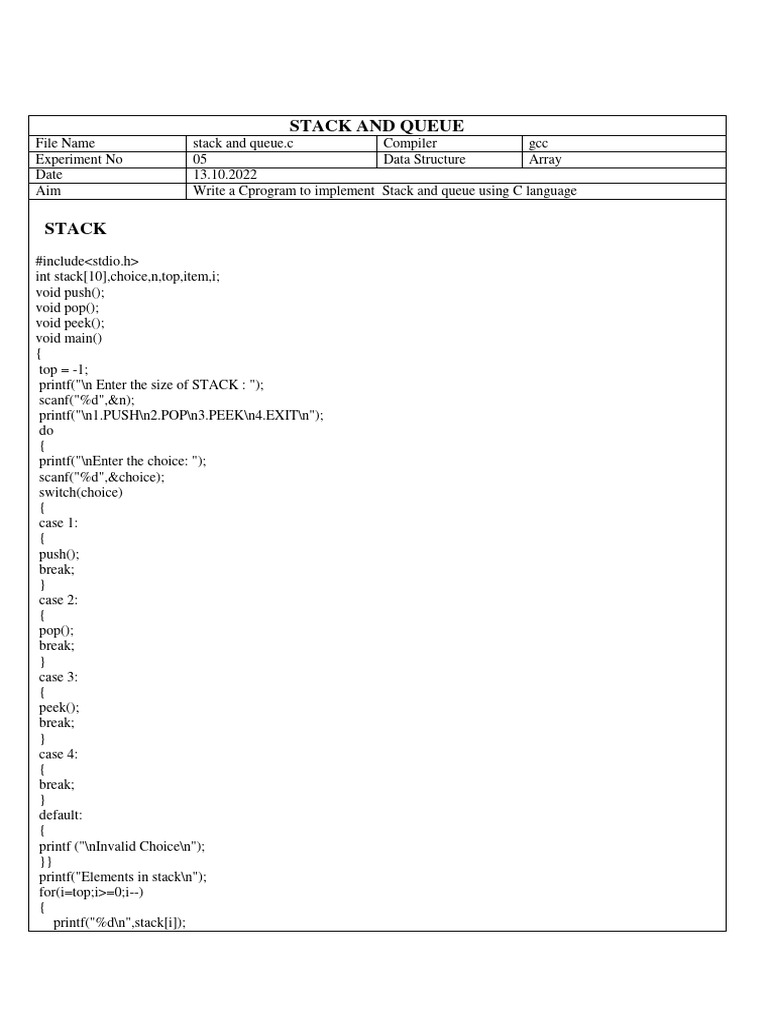 Stack queue pdf computers